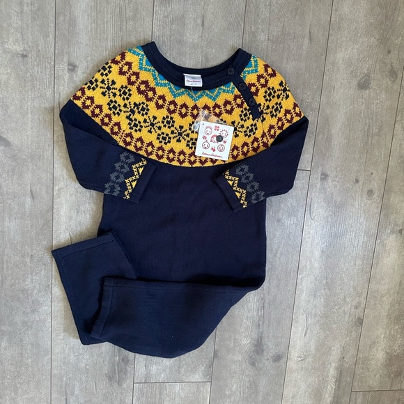 New Hanna Andersson Holiday Nordic Sweater Romper, Heavy Warm size 90 - Picture 2 of 14